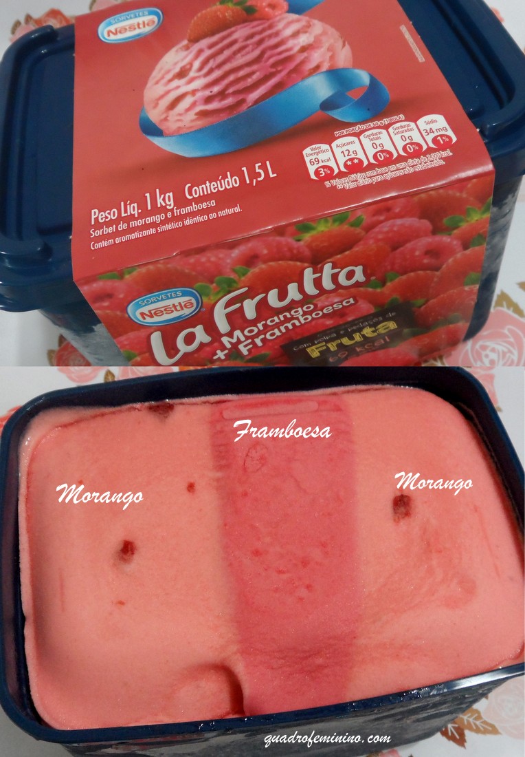 Sorvete La Frutta Nestlé - Morango + Framboesa