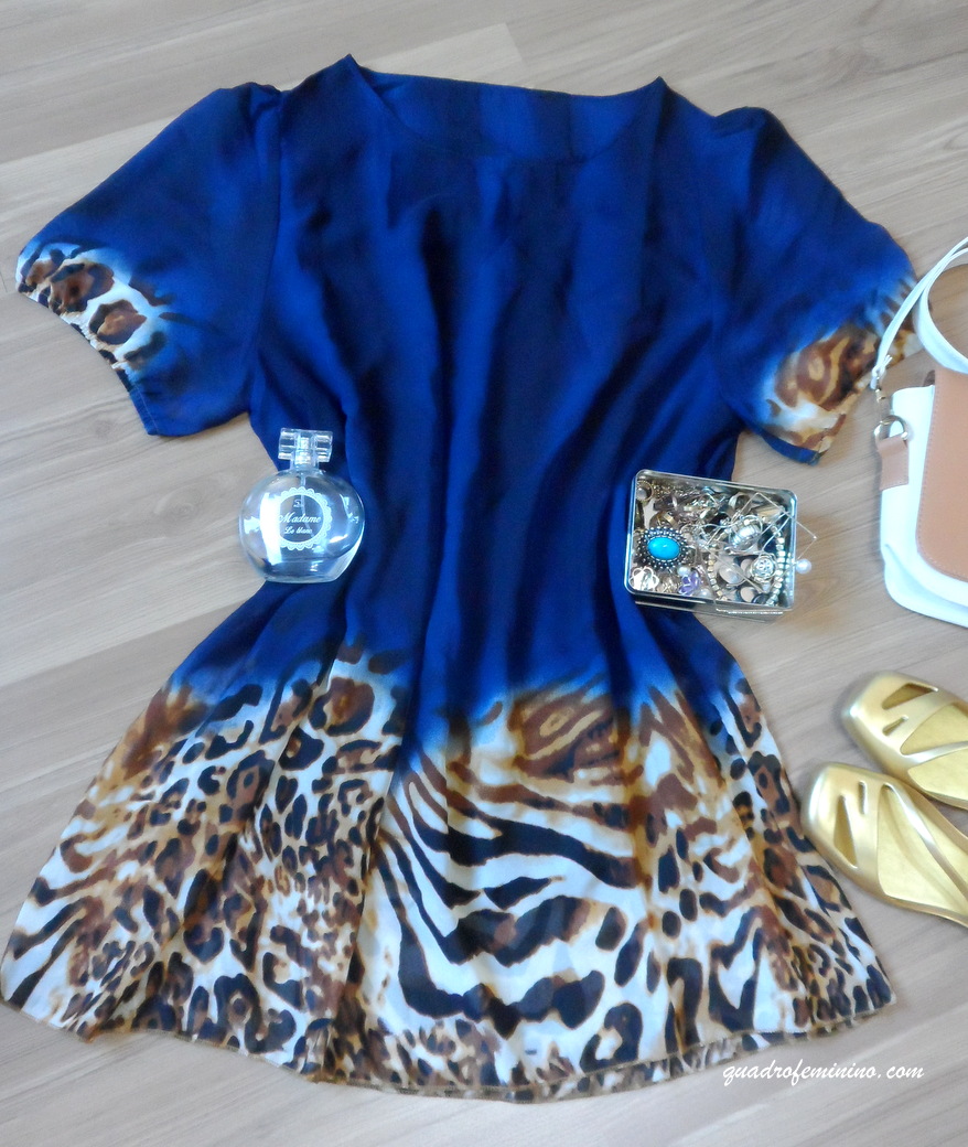 Vestido azul com leopard print da SammyDress