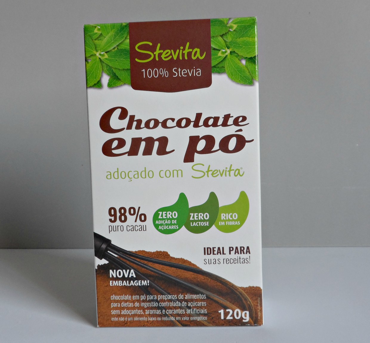 Chocolate em pó adoçado com stévia
