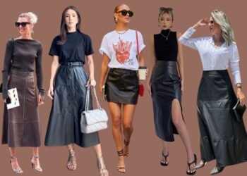 Mais de 30 looks com saias de couro, item must have