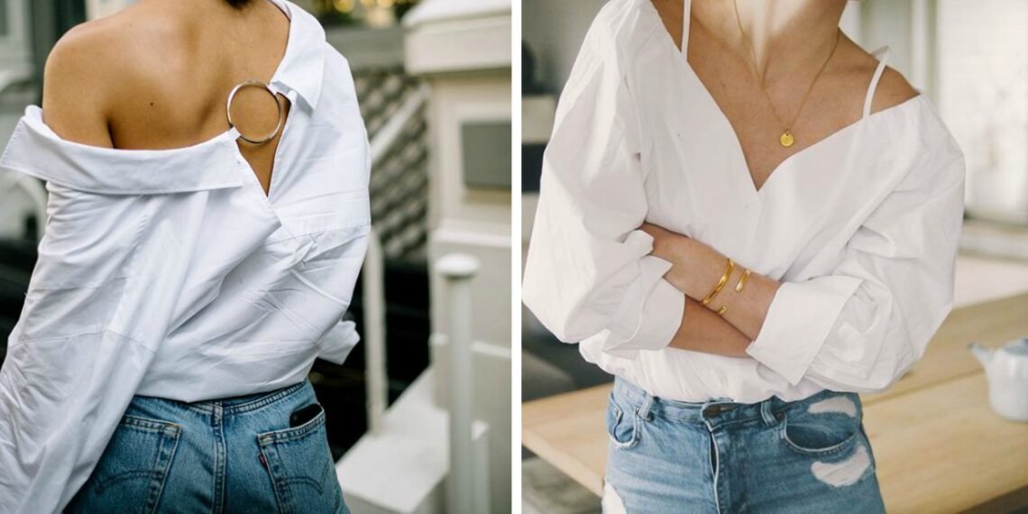 calça jeans e camisa branca