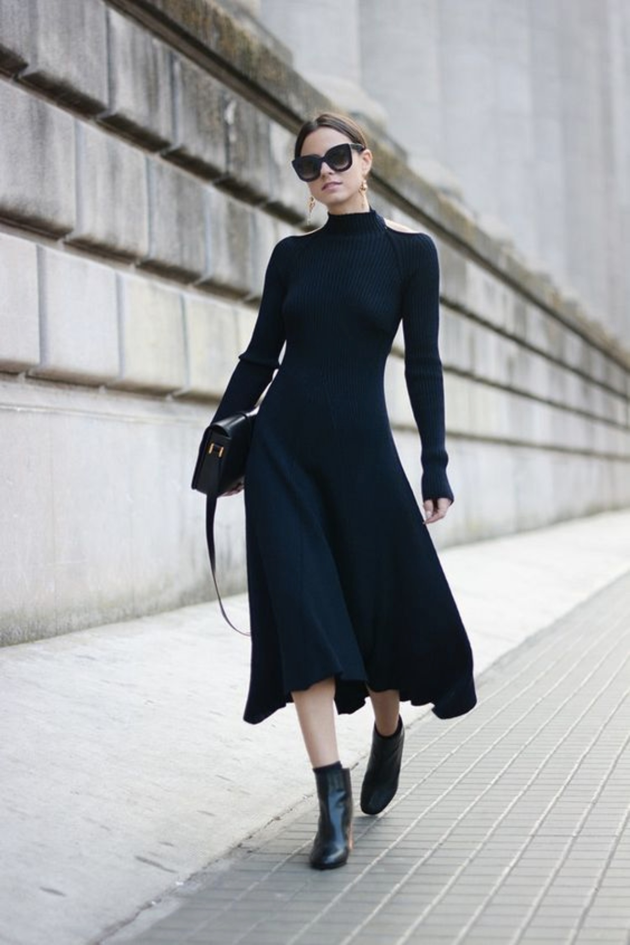 vestido midi preto