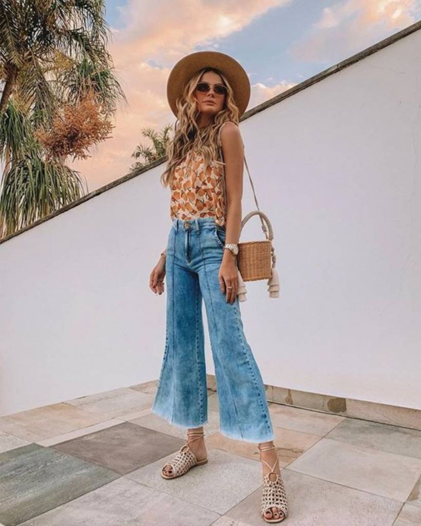 Looks de verao com jeans pantacourt