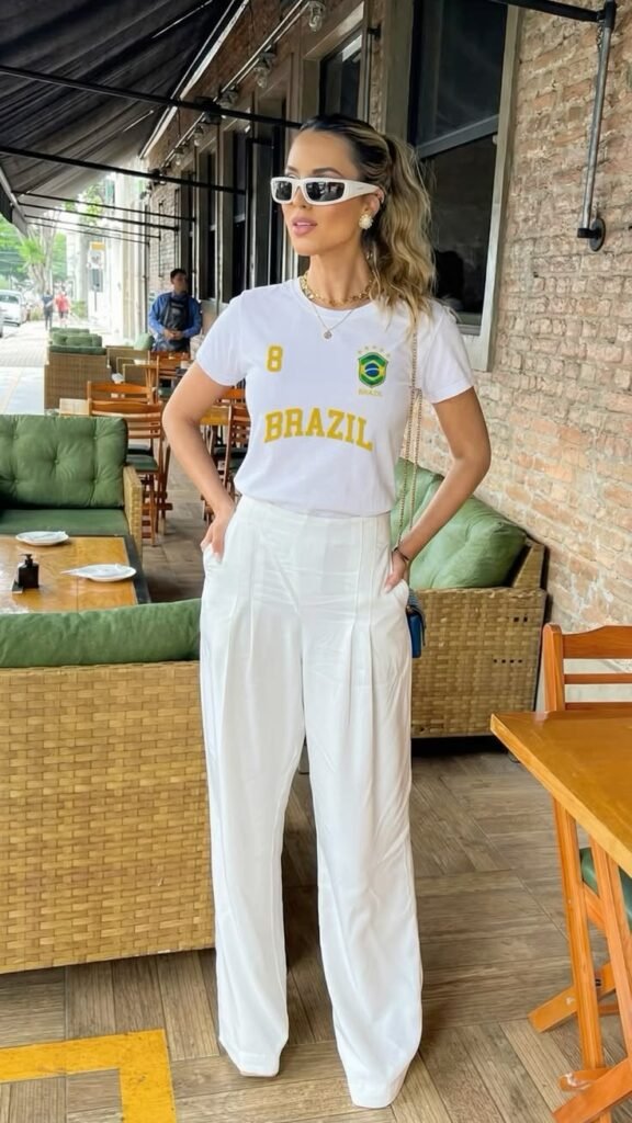 Copa do Mundo e a Tendência Brasilcore: Como Usar as Cores Verde e Amarelo na Moda e na Decoração 29 Look Brasilcore monocromático