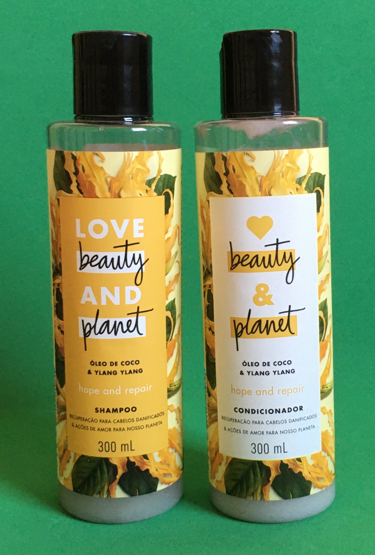 Shampoo e condicionador Hope and Repair Oleo de Coco e Ylang Ylang Love Beauty and Planet