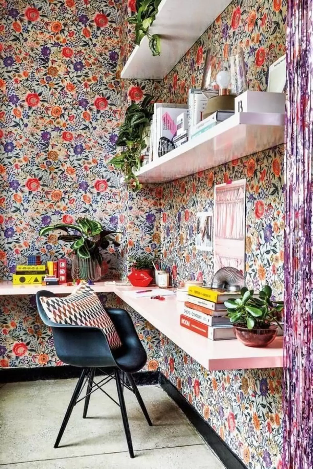 papel de parede estampado floral