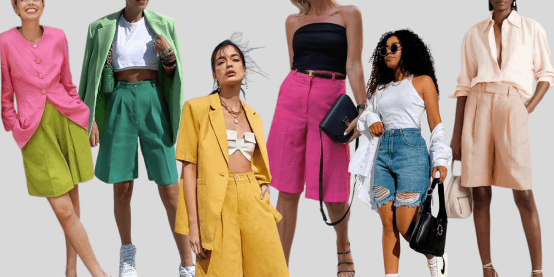 32 looks com bermuda colorida para os dias de calor: Estilo e conforto sob o sol 1 bermuda colorida