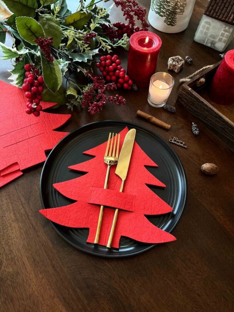 decoração mesa de natal simples