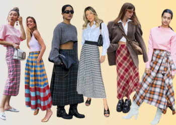 como usar saia xadrez longa