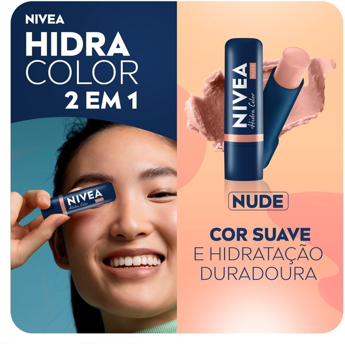 NIVEA Hidratante Labial Hidra Color 2 em 1 Nude 