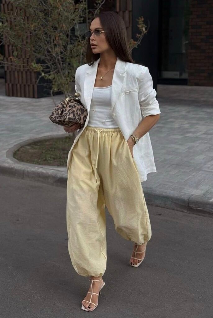Aprenda Como Usar Amarelo Manteiga Cor do Momento: Looks, Combinações e Sapatos Ideais 7 calça aladim