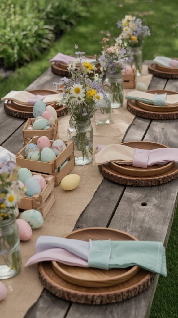 7 ideias de mesa de páscoa: transforme sua celebração em um momento inesquecível 5 Mesa de páscoa rústica