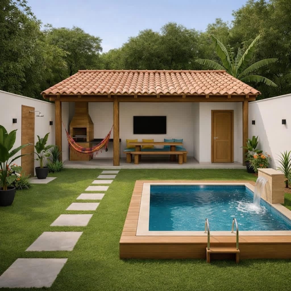 Área Gourmet com Piscina Simples: Guia Completo para Criar seu Refúgio dos Sonhos sem Gastar Muito 5 Área Gourmet com Piscina Simples
