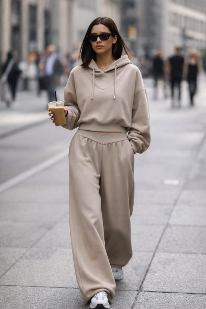 mulher usando conjunto de moletom