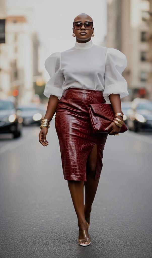 Saia midi couro: como usar, combinar e criar looks elegantes em todas as estações 13 Como combinar saia midi couro com diferentes blusas