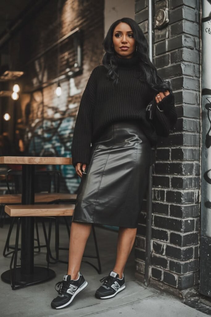 Saia midi couro: como usar, combinar e criar looks elegantes em todas as estações 15 saia midi couro