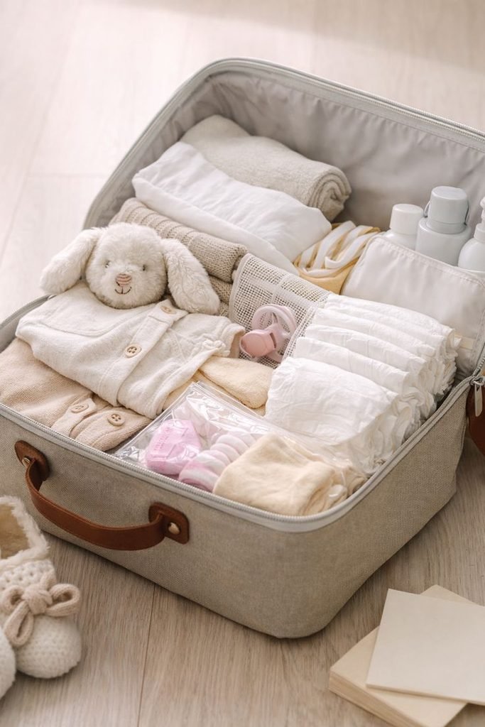 O que levar para a maternidade: checklist completo para mãe e bebê 6 roupas e fraldas para o bebê