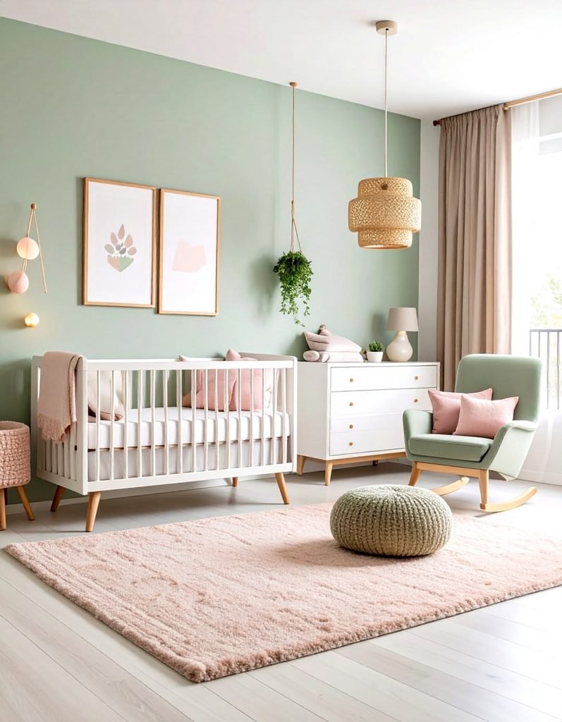 Cores para quarto de bebê: 15 combinações lindas além do rosa tradicional 14 Quarto de bebê feminino moderno